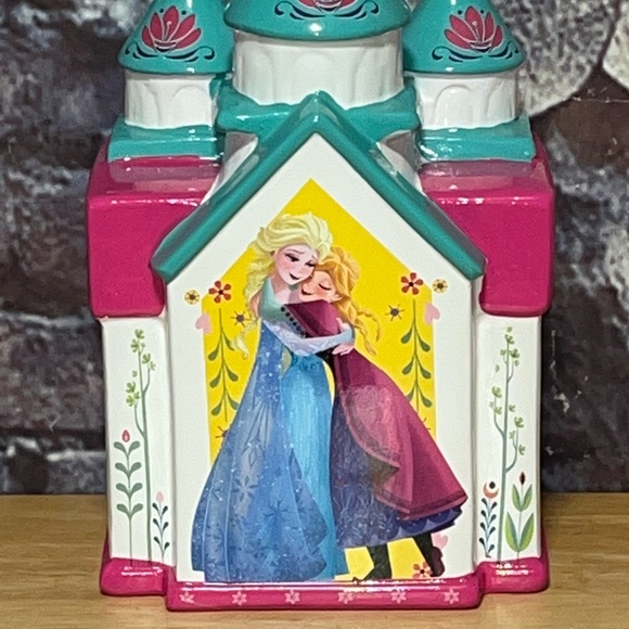 Disney Frozen Anna & Elsa Ceramic Castle Coin Piggy Bank w/Plug - Picture 2 of 8